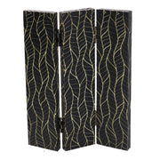 Paravent imprimé 3 panneaux noir décor orocm 120,6x2,5xh180,6x2,5xh180