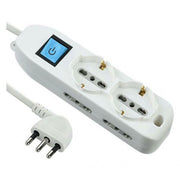 Multiprise de qualité avec interrupteur, équipée de 2 prises Schuko et 4 prises bivalentes 10/16A - Marque Electraline.