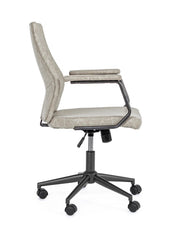 Fauteuil de bureau à dossier bas en éco-cuir gris clair Jamie