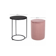 Annika ensemble table basse-pouf moderne en vieux rose