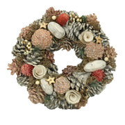 Couronne avec pommes de pin roses ø30h7,5 cm