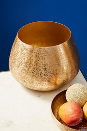 Lot de 2 cache-pots en aluminium de style industriel doré