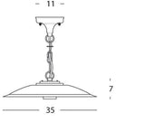 Grande suspension E27 Ligne de graphite antique