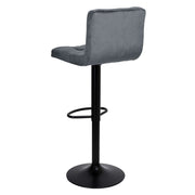 Tabouret réglable Mosva gris avec pieds noirs mats Assise en velours, réglable