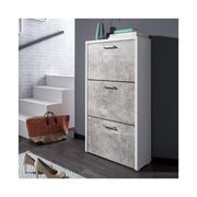 Scarpiera 3 volets Structure blanche et ciment 61x25xh.115 cm