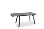 Table extensible avec plateau en pierre effet marbre noir 140/200x80x76h cm