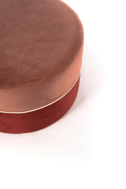 Pouf velours bois vieux rose et bordeaux cm 62 x 62 xh 39