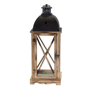 Lanterne carrée bois métal rustique anthracite 1-3 cm31,5x31,5h81