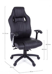 Fauteuil de bureau avec accoudoirs Spider en similicuir noir