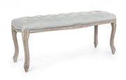 Banc classique bois velours gris Mathilde 110 x 36 x 47 cm