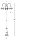 Suspension en aluminium avec diffuseurs transparents - 3 lampes - Hauteur max 150mm rouille